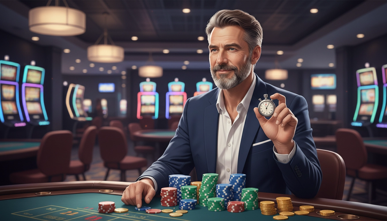 Analyst measuring PayID casino deposit speed with chips and coins